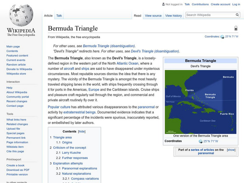 Wikipedia: Bermuda Triangle Handout Wikipedia: Bermuda Triangle Handout
