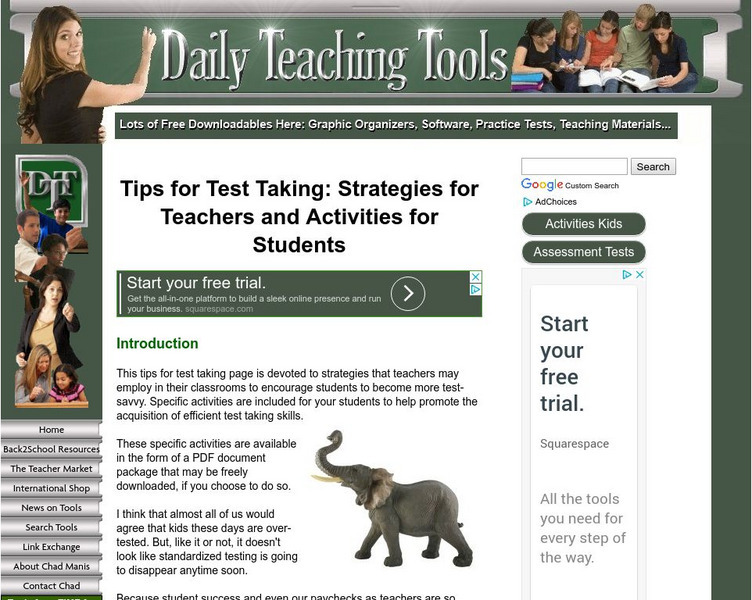 Daily Teaching Tools: Tips for Test Taking Activity
