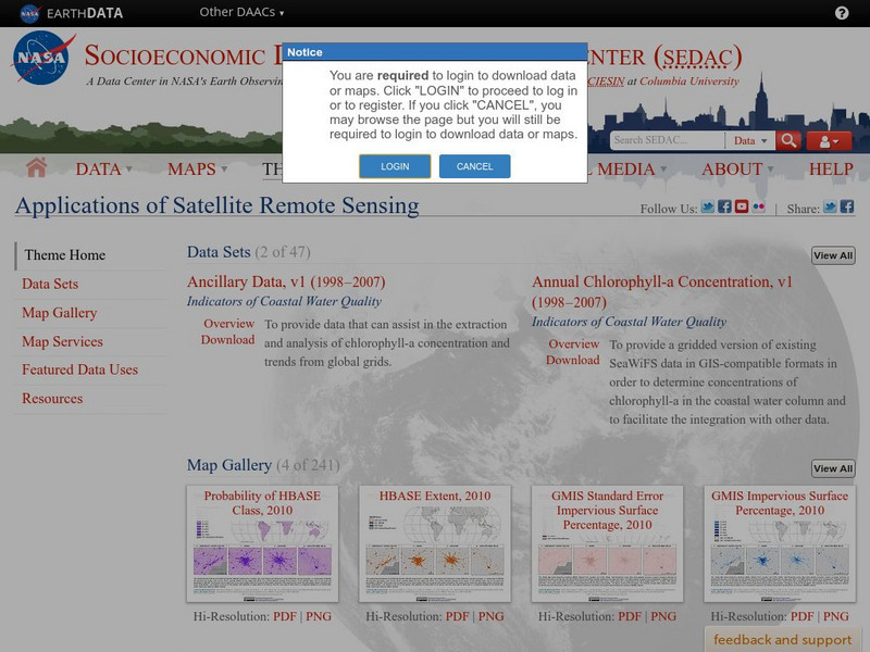 Nasa: Sedac: Applications of Satellite Remote Sensing Website