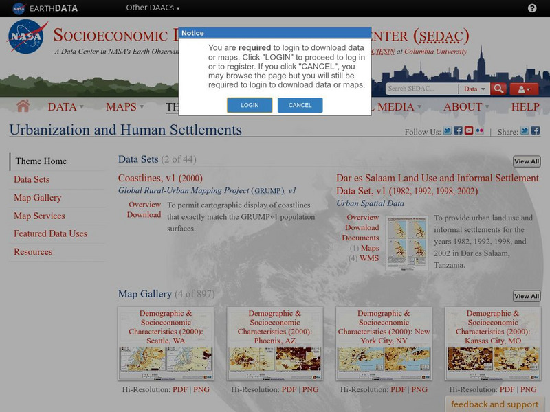 Nasa: Sedac: Urbanization and Human Settlements Website Nasa: Sedac: Urbanization and Human Settlements Website