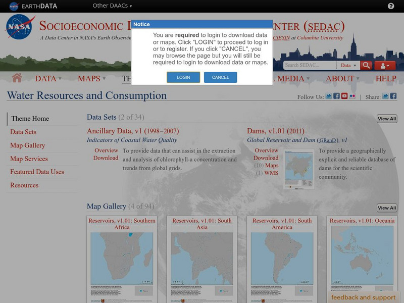 Nasa: Sedac: Water Resources and Consumption Website Nasa: Sedac: Water Resources and Consumption Website