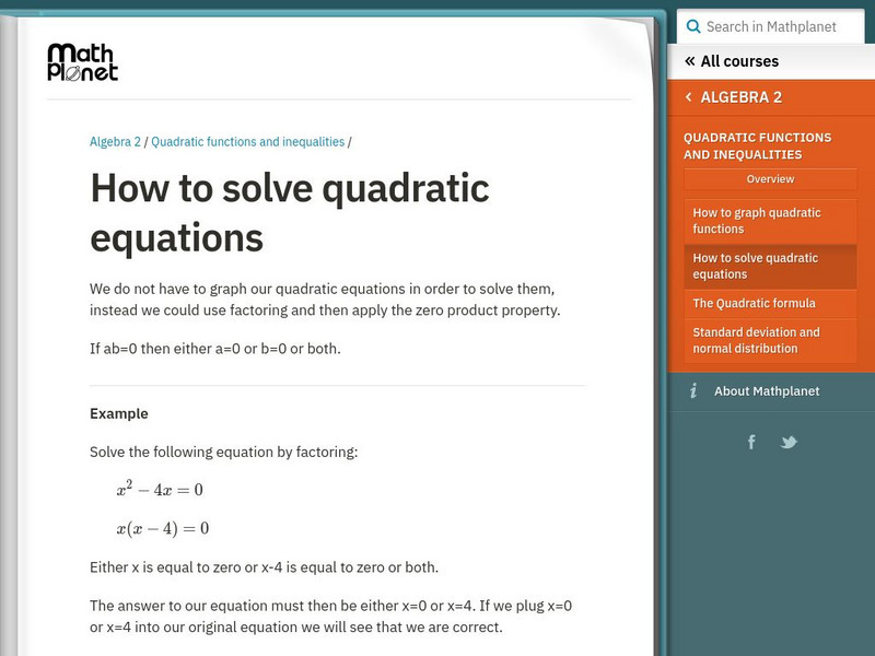 Math Planet: Algebra 2: How to Solve Quadratic Equations eBook Math Planet: Algebra 2: How to Solve Quadratic Equations eBook