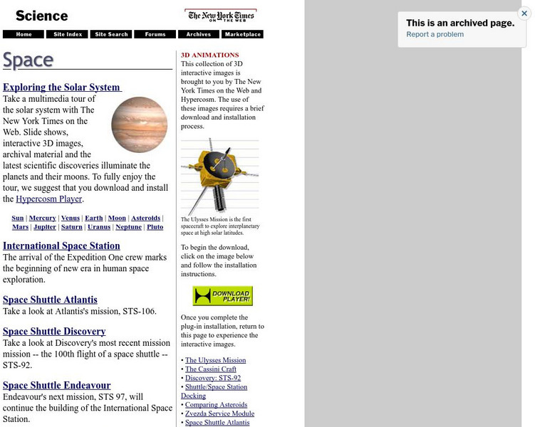 New York Times: Space Website New York Times: Space Website