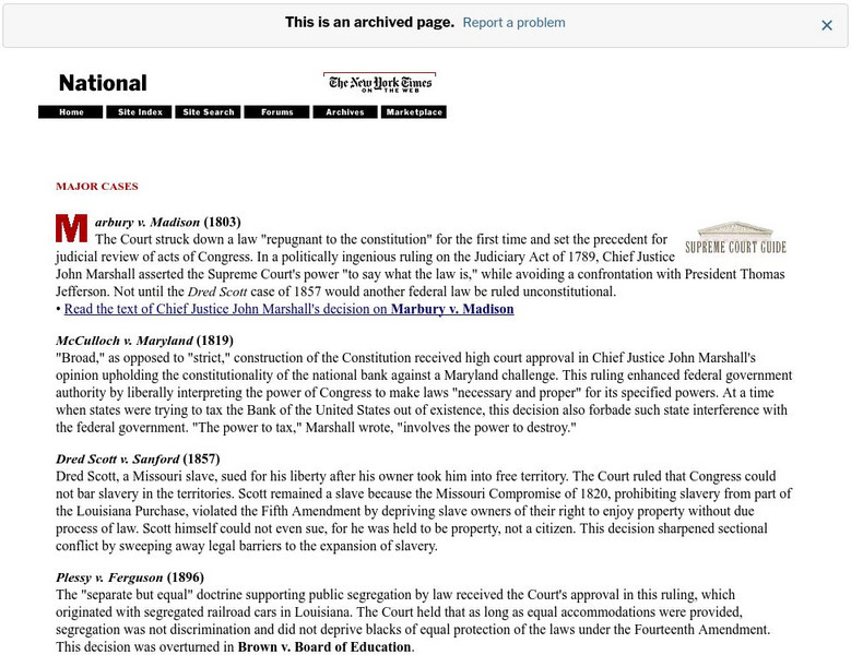 New York Times: Supreme Court Landmark Cases Activity New York Times: Supreme Court Landmark Cases Activity