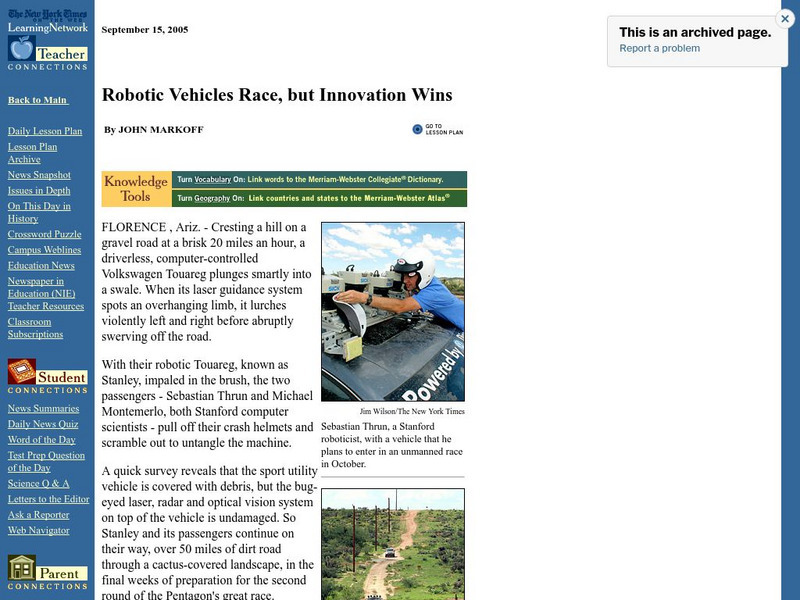 New York Times: Robotic Vehicles Race Article New York Times: Robotic Vehicles Race Article