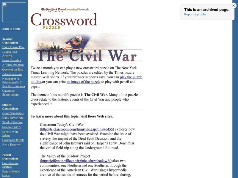New York Times: Crossword Puzzle: The Civil War Interactive New York Times: Crossword Puzzle: The Civil War Interactive