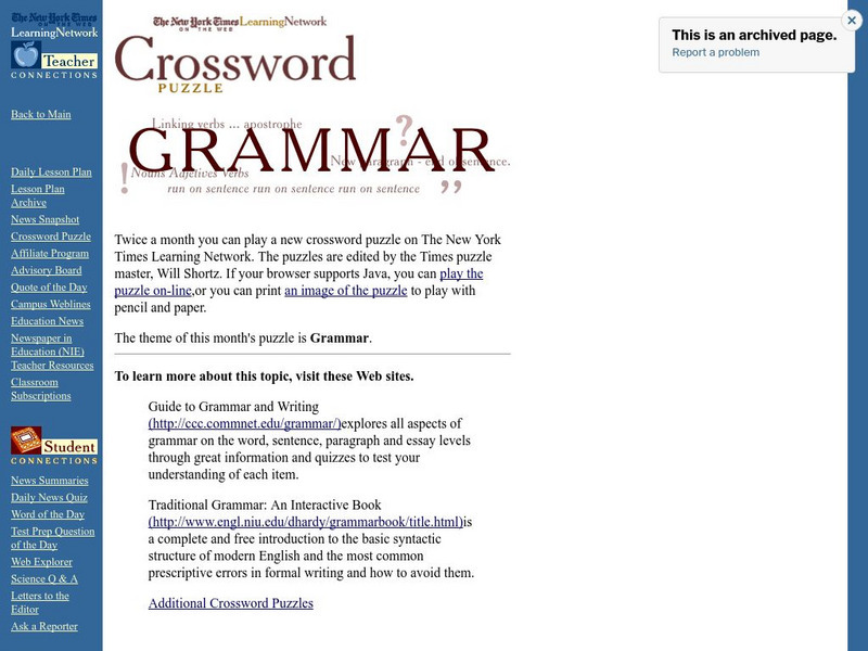 New York Times: Crossword Puzzle: Grammar Interactive New York Times: Crossword Puzzle: Grammar Interactive