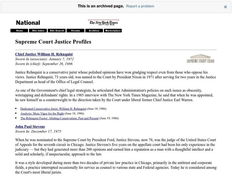 New York Times: Supreme Court Justice Profiles Activity New York Times: Supreme Court Justice Profiles Activity