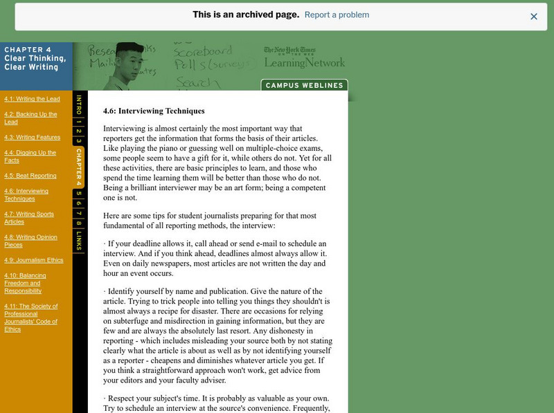 New York Times: Interviewing Techniques Handout New York Times: Interviewing Techniques Handout