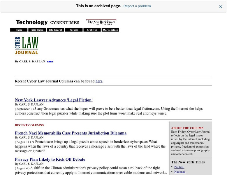 New York Times: Cyber Law Journal Website New York Times: Cyber Law Journal Website