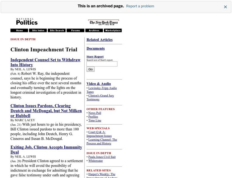 New York Times: Clinton Impeachment Trial Website