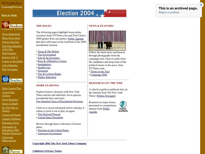 New York Times: Election 2004 Unit Plan New York Times: Election 2004 Unit Plan