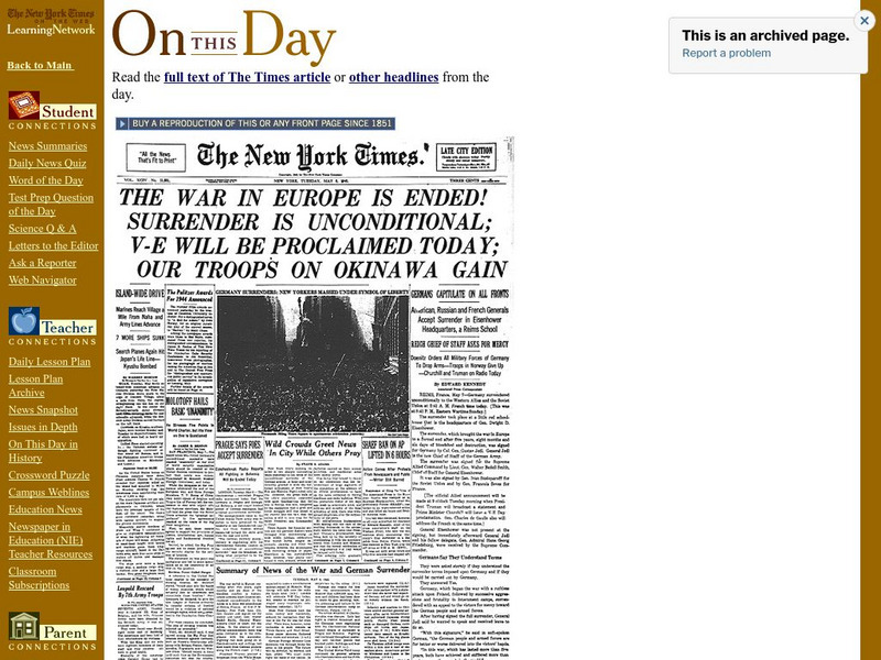 New York Times: On This Day: London Celebrates Ve Day, 1945 Primary New York Times: On This Day: London Celebrates Ve Day, 1945 Primary