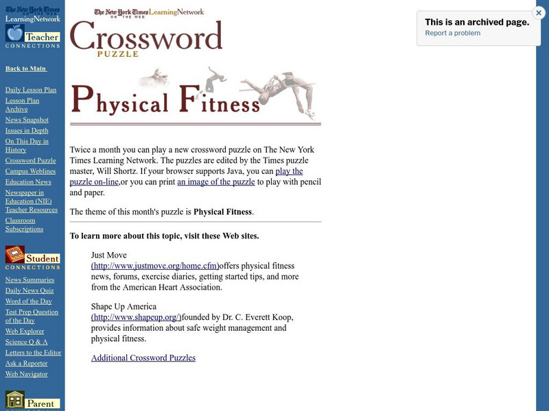 New York Times: Crossword Puzzle: Physical Fitness Interactive New York Times: Crossword Puzzle: Physical Fitness Interactive