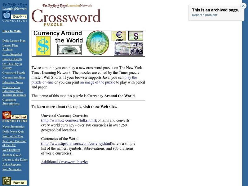 New York Times: Crossword Puzzle: Currency Around the World Interactive New York Times: Crossword Puzzle: Currency Around the World Interactive