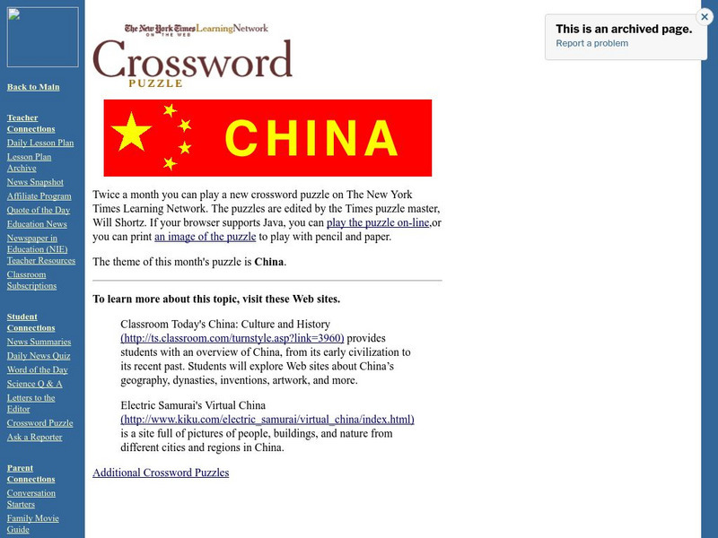 New York Times: Crossword Puzzle: China Interactive New York Times: Crossword Puzzle: China Interactive