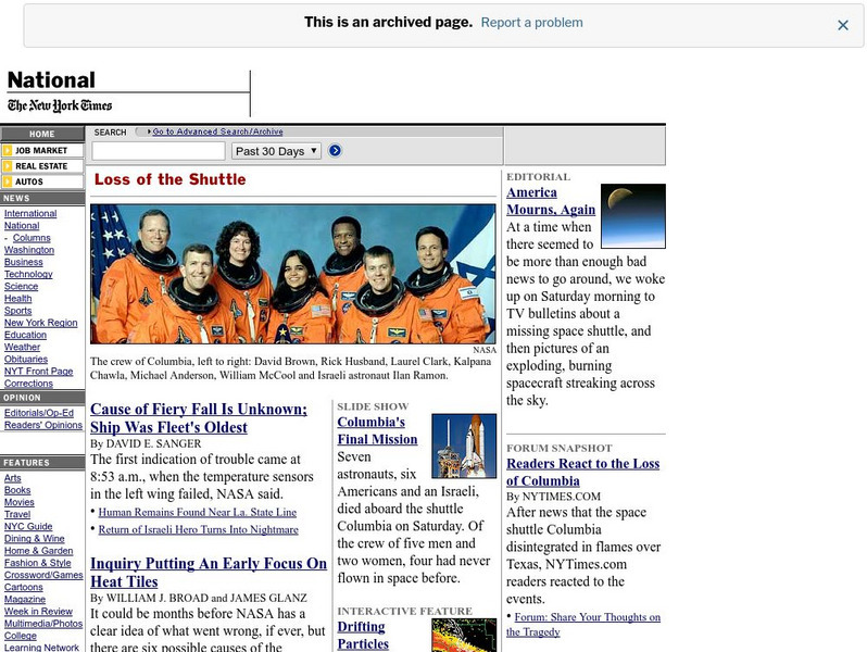 New York Times: Loss of the Shuttle Website New York Times: Loss of the Shuttle Website