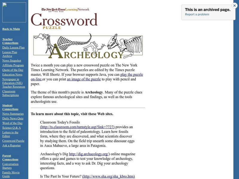 New York Times: Crossword Puzzle: Archeology Interactive New York Times: Crossword Puzzle: Archeology Interactive