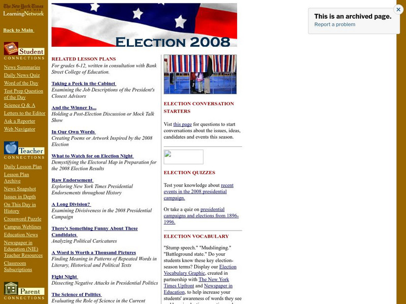 New York Times: Election 2008 Lesson Plans Unit Plan New York Times: Election 2008 Lesson Plans Unit Plan