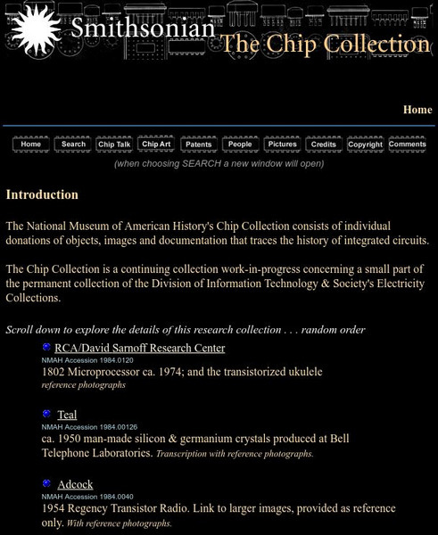 National Museum of American History: Chip Collection Website National Museum of American History: Chip Collection Website
