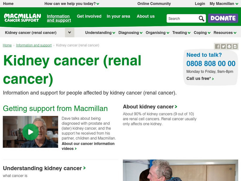 Macmillan Cancer Support: Kidney Cancer (Renal Cancer) Website