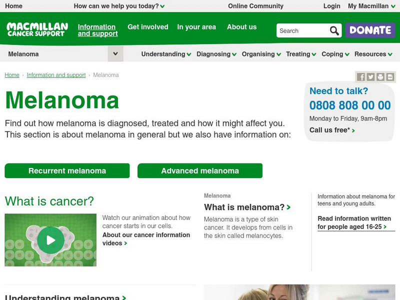 Macmillan Cancer Support: Melanoma Website Macmillan Cancer Support: Melanoma Website