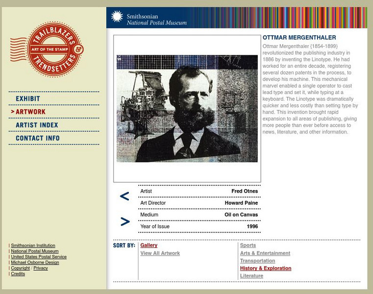 National Postal Museum: Art of the Stamp: Ottmar Mergenthaler Graphic National Postal Museum: Art of the Stamp: Ottmar Mergenthaler Graphic