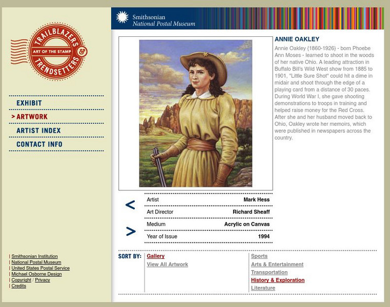 National Postal Museum: Art of the Stamp: Annie Oakley Graphic National Postal Museum: Art of the Stamp: Annie Oakley Graphic