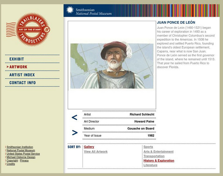 National Postal Museum: Art of the Stamp: Juan Ponce De Leon Graphic National Postal Museum: Art of the Stamp: Juan Ponce De Leon Graphic