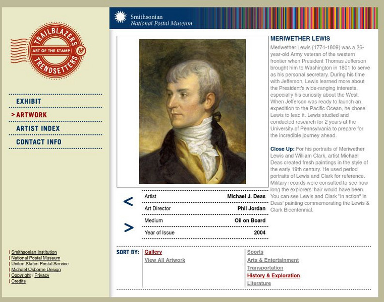 National Postal Museum: Art of the Stamp: Meriwether Lewis Graphic National Postal Museum: Art of the Stamp: Meriwether Lewis Graphic