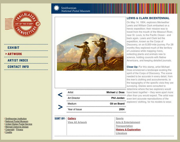 National Postal Museum: Art of the Stamp: Lewis and Clark Bicentennial Graphic National Postal Museum: Art of the Stamp: Lewis and Clark Bicentennial Graphic