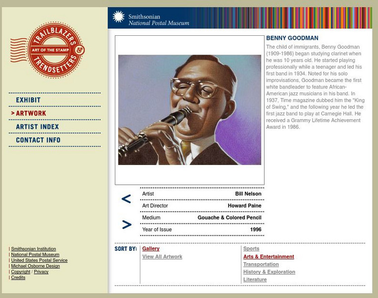 National Postal Museum: Art of the Stamp: Benny Goodman Graphic National Postal Museum: Art of the Stamp: Benny Goodman Graphic