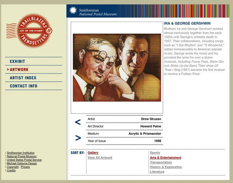 National Postal Museum: Art of the Stamp: Ira and George Gershwin Graphic National Postal Museum: Art of the Stamp: Ira and George Gershwin Graphic