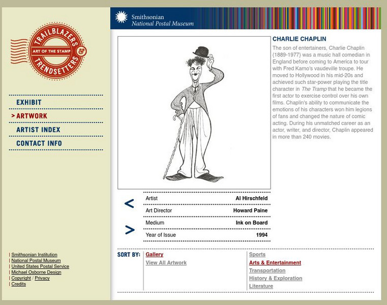 National Postal Museum: Art of the Stamp: Charlie Chaplin Graphic National Postal Museum: Art of the Stamp: Charlie Chaplin Graphic