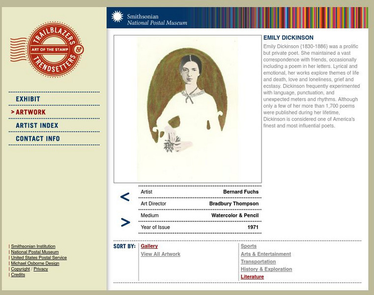 National Postal Museum: Art of the Stamp: Emily Dickinson Graphic National Postal Museum: Art of the Stamp: Emily Dickinson Graphic