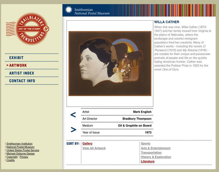 National Postal Museum: Art of the Stamp: Willa Cather Graphic National Postal Museum: Art of the Stamp: Willa Cather Graphic