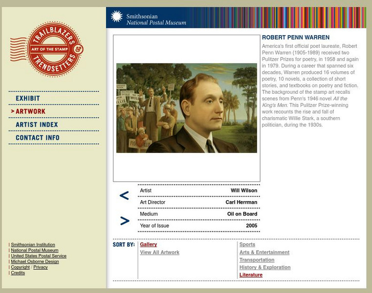 National Postal Museum: Art of the Stamp: Robert Penn Warren Graphic National Postal Museum: Art of the Stamp: Robert Penn Warren Graphic