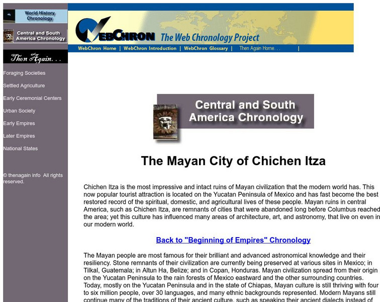 Then Again: Web Chron: The Mayan City of Chichen Itza Article Then Again: Web Chron: The Mayan City of Chichen Itza Article