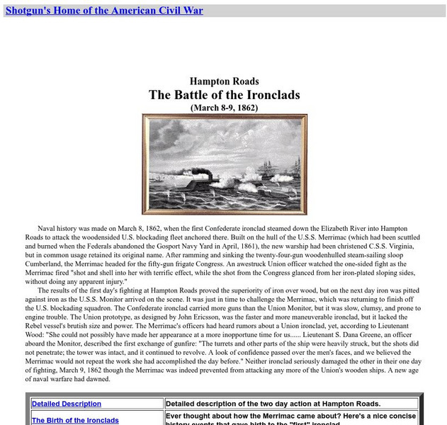 Home of the American Civil War: Battle of the Ironclads Website
