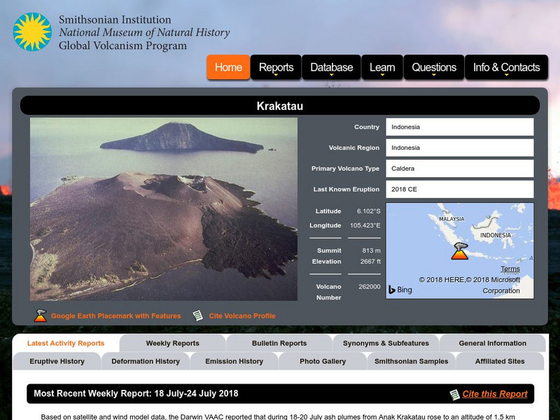 National Museum of Natural History: Global Volcanism Program: Krakatau Website National Museum of Natural History: Global Volcanism Program: Krakatau Website