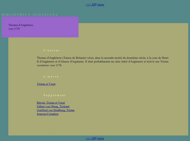 Thomas D'angleterre, Tristan Et Yseut Website