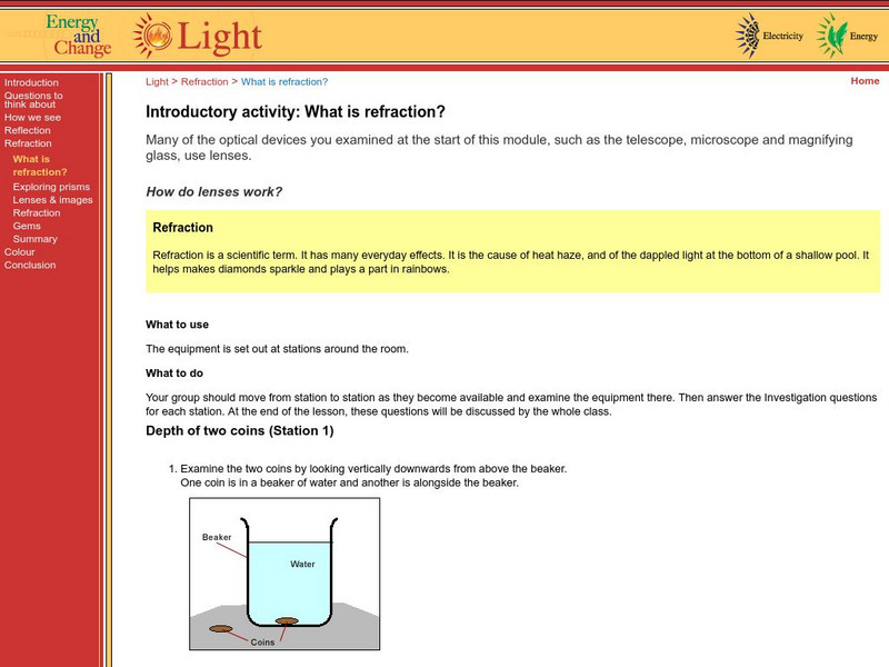 Australian Government: Energy and Change: Light What Is Refraction? Activity Australian Government: Energy and Change: Light What Is Refraction? Activity