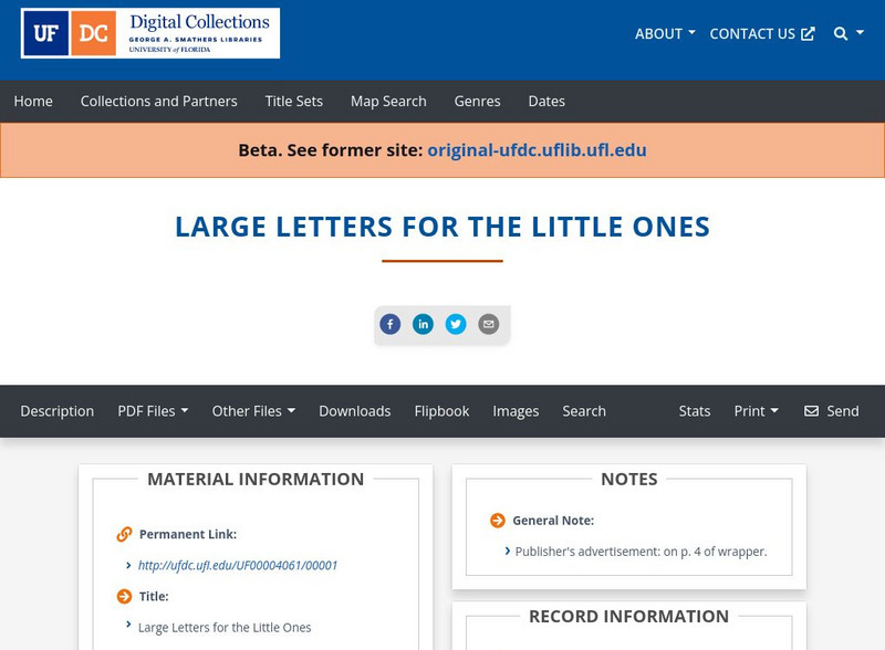 Baldwin Library: Large Letters for the Little Ones by Hurd & Houghton Primary Baldwin Library: Large Letters for the Little Ones by Hurd & Houghton Primary