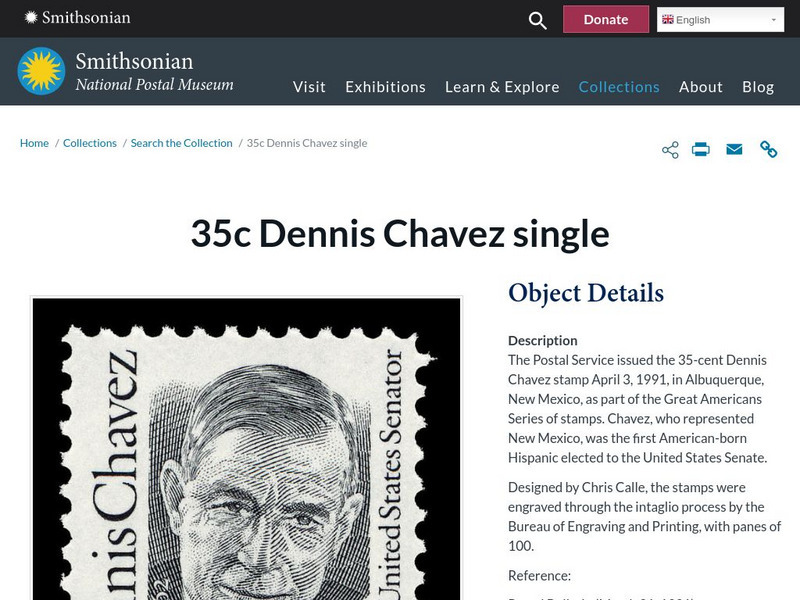 National Postal Museum: Dennis Chavez Issue Website National Postal Museum: Dennis Chavez Issue Website