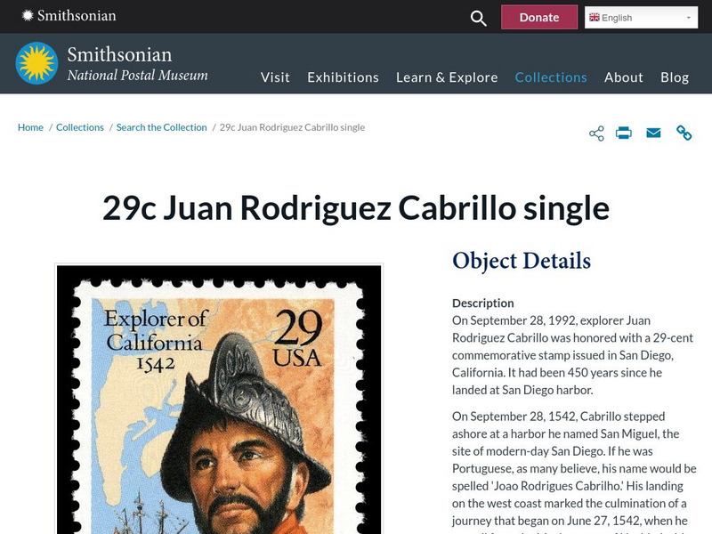 National Postal Museum: Juan Rodriquez Cabrillo Issue Website National Postal Museum: Juan Rodriquez Cabrillo Issue Website