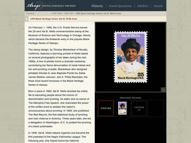 National Postal Museum: 1990 Black Heritage Series: Ida B. Wells Issue Website National Postal Museum: 1990 Black Heritage Series: Ida B. Wells Issue Website