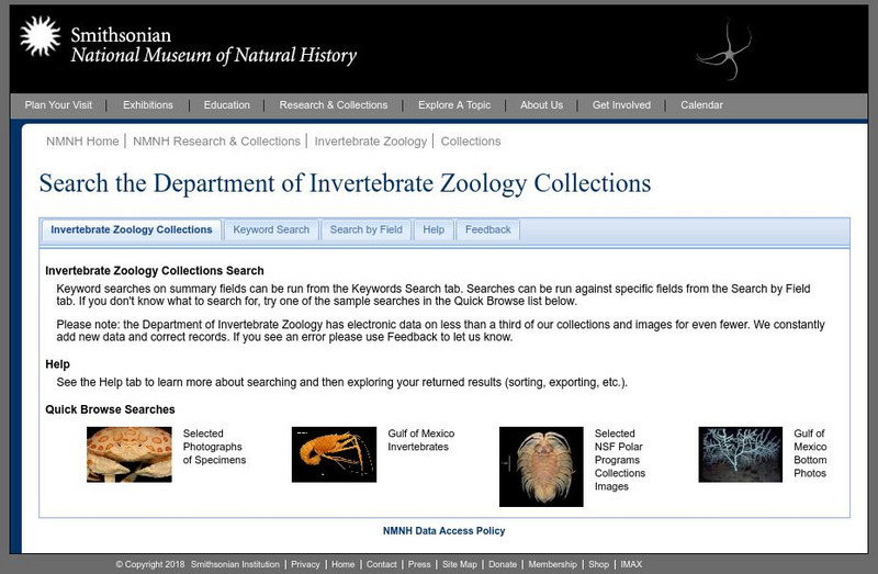 National Museum of Natural History: Invertebrate Zoology Collections Search Website