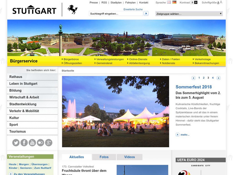 Willkommen Bei Der Landeshauptstadt Stuttgart (German) Website