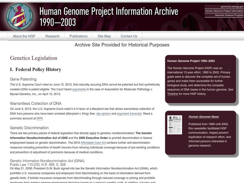 Ornl: Genetics Privacy and Legislation Handout