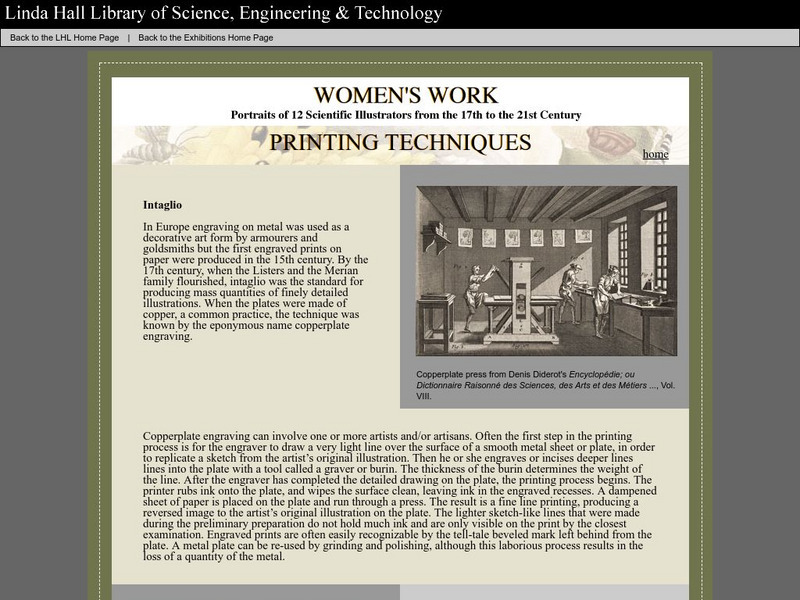 Linda Hall Library of Science: Women's Work: Scientific Illustrators: Printing Website Linda Hall Library of Science: Women's Work: Scientific Illustrators: Printing Website